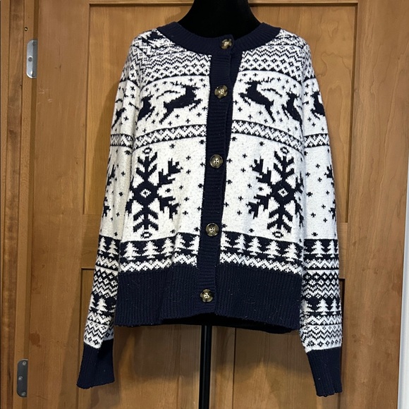 Dec. 25Th Sweaters - Navy and White Women's Cardigan Sweater